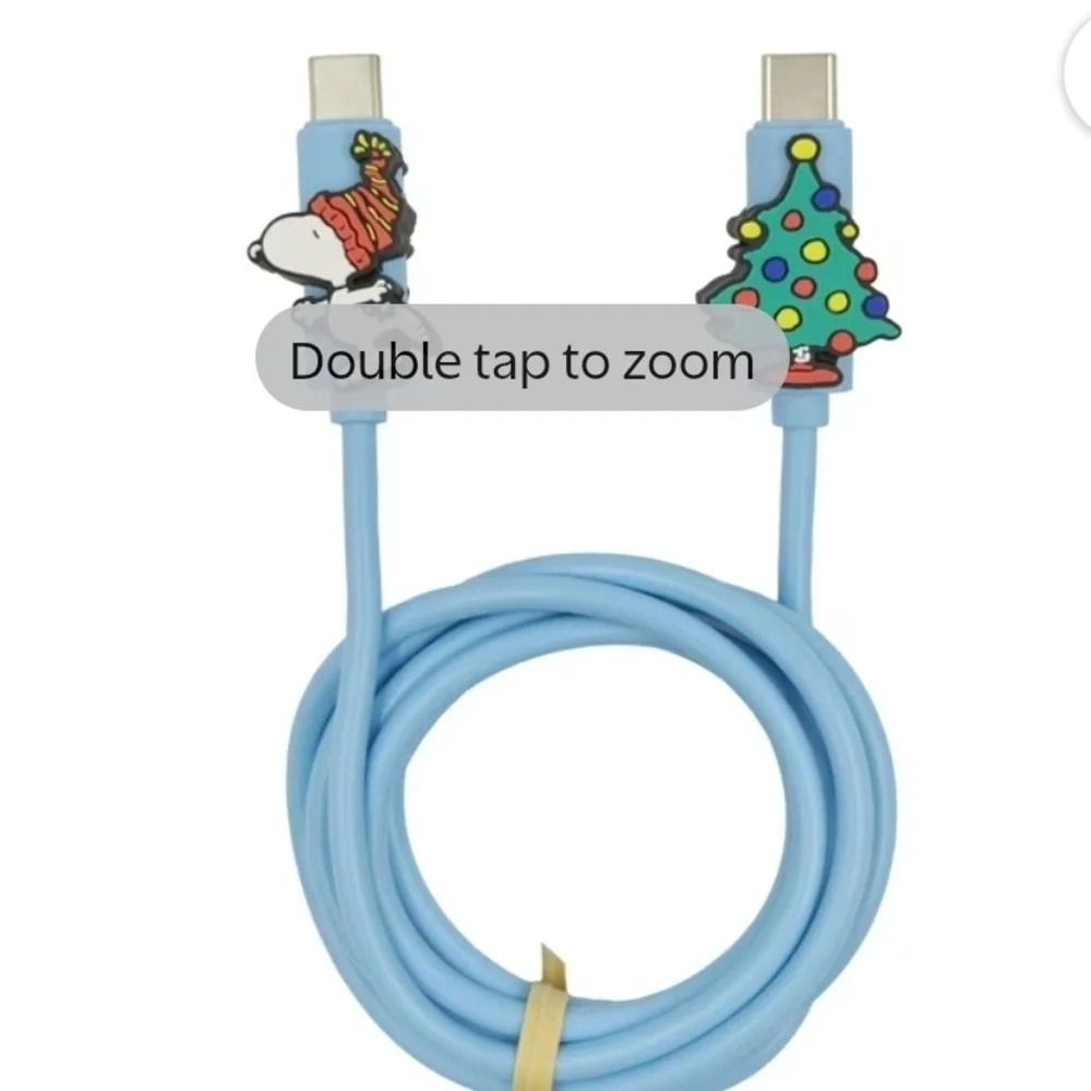 Peanuts Dual End USB-C Cable w Snoopy Holiday Design Christmas Cell Charger NWT